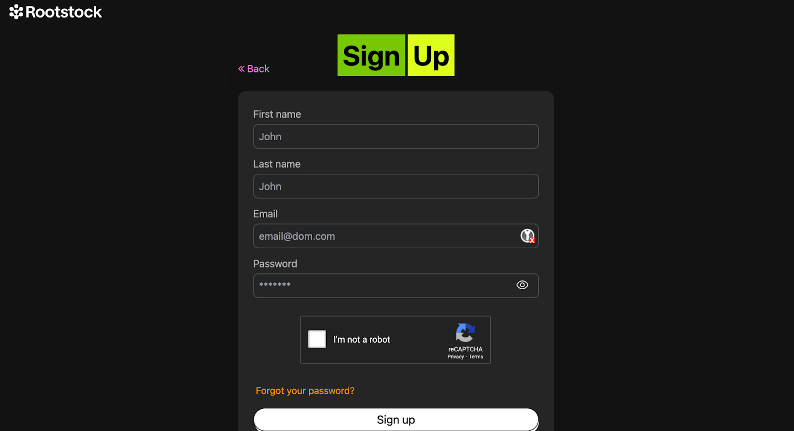 RPC API Sign Up